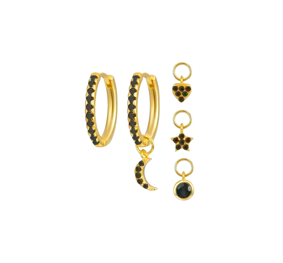 Hoops with black charms