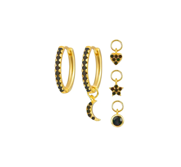 Hoops with black charms