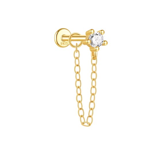 Diamond and Chain labret - pozłacany kolczyk piercingowy typu labret