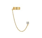 Crystal cuff chain - pozłacana nausznica z łańcuszkiem i cyrkonią