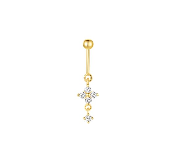 Vertical helix flower piercing - pozłacany kolczyk do piercingu ucha