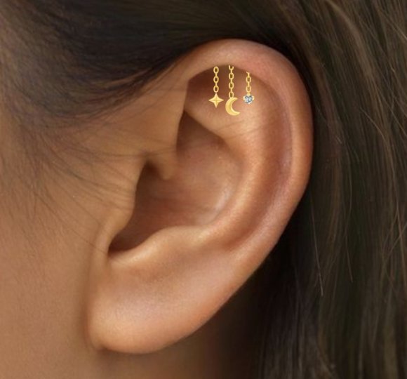 Hidden helix cassiopeia - pozłacany kolczyk piercingowy typu labret