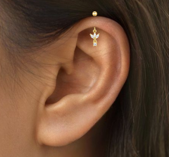 Marquise vertical helix piercing