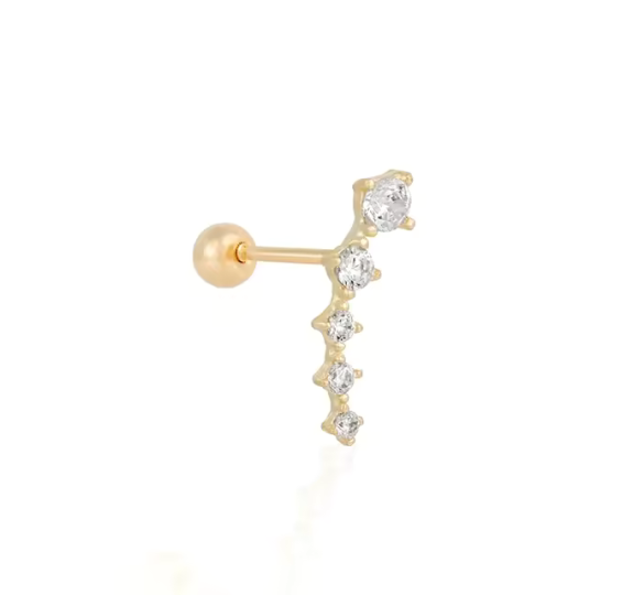 Diamonds barbell piercing