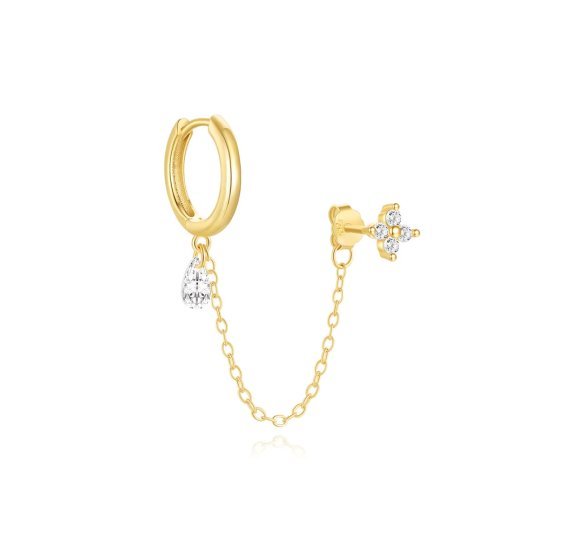 Glamoured Chain - pozłacany kolczyk z łańcuszkiem