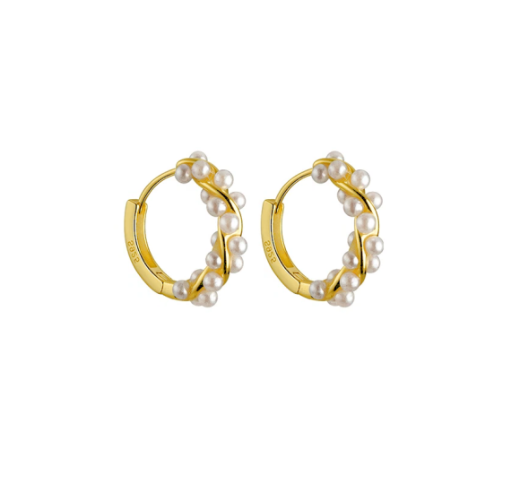Pearl twisted hoop