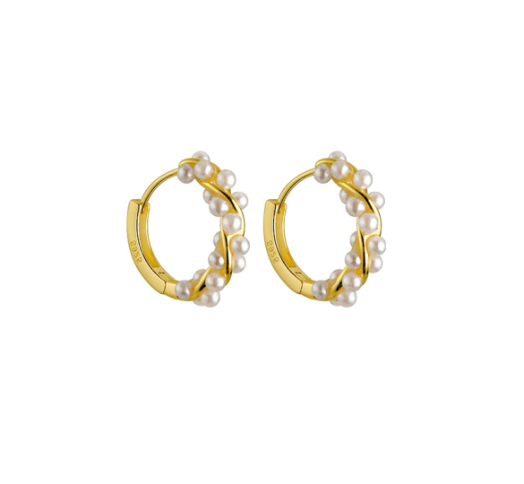 Pearl twisted hoop
