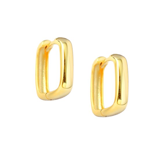 Smooth modern hoop - pozłacane prostokątne kolczyki