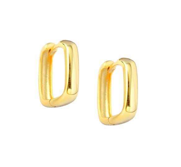 Smooth modern hoop - pozłacane prostokątne kolczyki