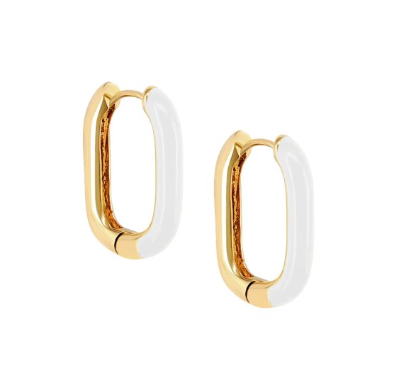 Square enamel white - nowoczesne pozłacane prostokąty z białą emalią