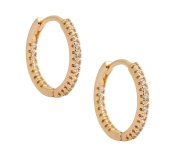 Infinity hoop white - pozłacane kolczyki kółka z cyrkoniami