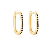 Black oval hoop - prostokątne kolczyki z czarnymi cyrkoniami