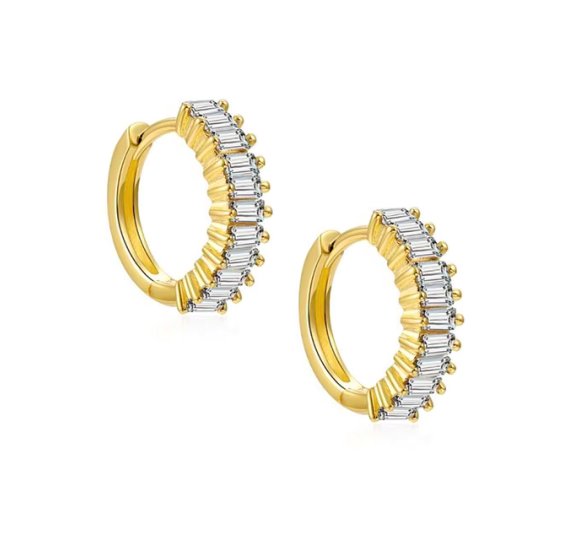 Miracle white hoops - pozłacane kolczyki kółka z białymi cyrkoniami