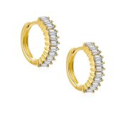 Miracle white hoops - pozłacane kolczyki kółka z białymi cyrkoniami