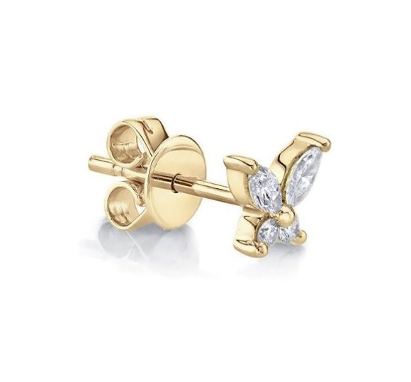 Butterfly diamond stud