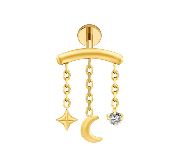 Hidden helix cassiopeia - pozłacany kolczyk piercingowy typu labret