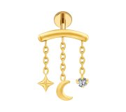 Hidden helix cassiopeia - pozłacany kolczyk piercingowy typu labret