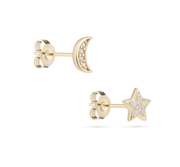 Star and moon stud