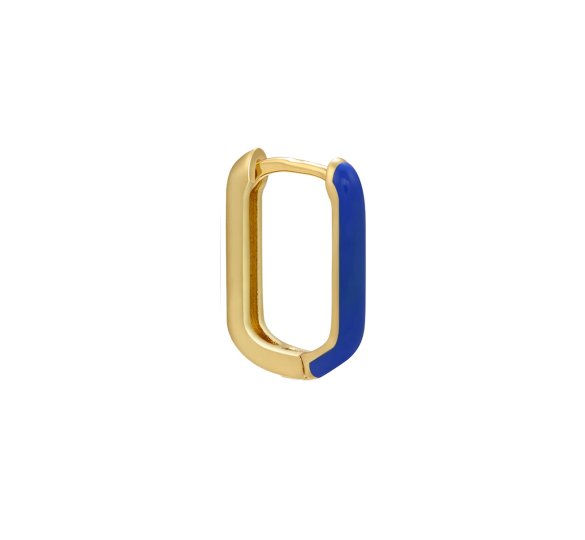 Ellipse enamel dark blue - prostokątne, kolczyki kółka z granatową emalią
