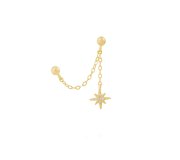 Starlight chain earrings - pozłacane kolczyki sztyft połączone łańcuszkiem