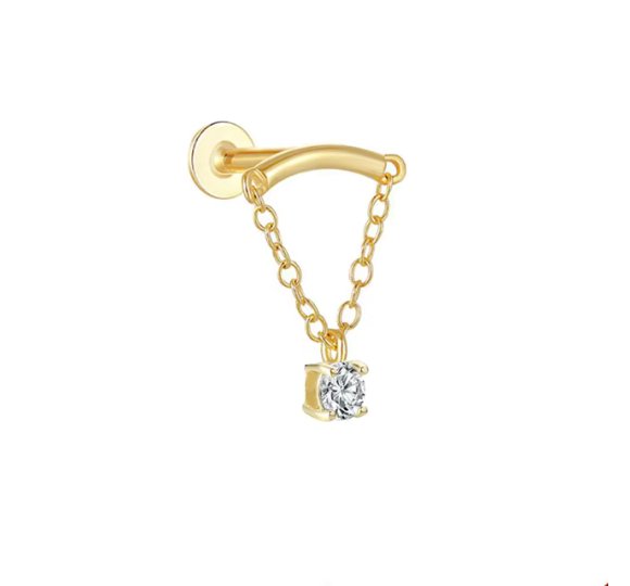 Hidden helix dot - pozłacany kolczyk piercingowy typu labret