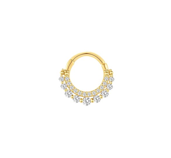Sparkling daith hoop - pozłacany kolczyk piercingowy, kółko