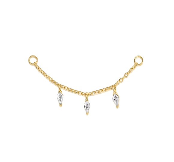 Trio cristal chain - pozłacany łańcuszek z kryształowymi zawieszkami