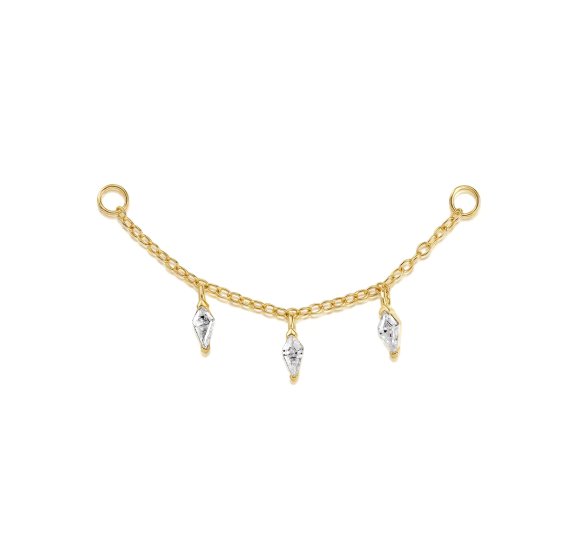 Trio cristal chain - pozłacany łańcuszek z kryształowymi zawieszkami