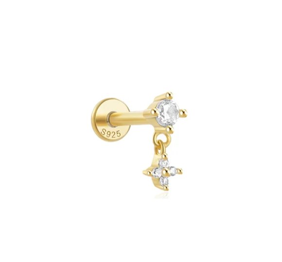 Flower daisy labret - pozłacany kolczyk piercingowy typu labret